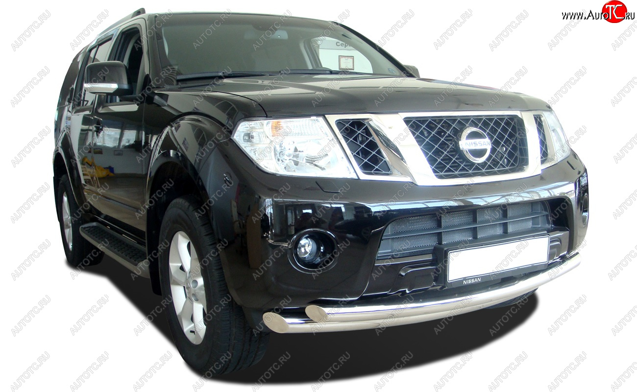 7 549 р. Двойная защита переднего бампера из труб диаметрами по 63 мм Petroil Tuning  Nissan Pathfinder  R51 (2004-2007) дорестайлинг  с доставкой в г. Кемерово