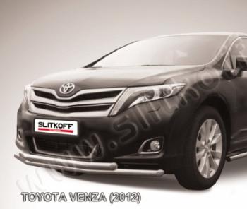 15 799 р. Двойная защита переднего бампера d57 мм Slitkoff  Toyota Venza  GV10 (2012-2016) рестайлинг (нержавейка полированная)  с доставкой в г. Кемерово. Увеличить фотографию 1