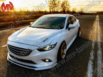 47 899 р. Капот пластиковый (с прорезаными жабрами) SkyActivSport MV-Tuning  Mazda 6  GJ (2012-2025) дорестайлинг седан, дорестайлинг универсал, 1 рестайлинг универсал, 1-ый рестайлинг седан, 2-ой рестайлинг седан, 2-ой рестайлинг универсал (Неокрашенный)  с доставкой в г. Кемерово. Увеличить фотографию 1