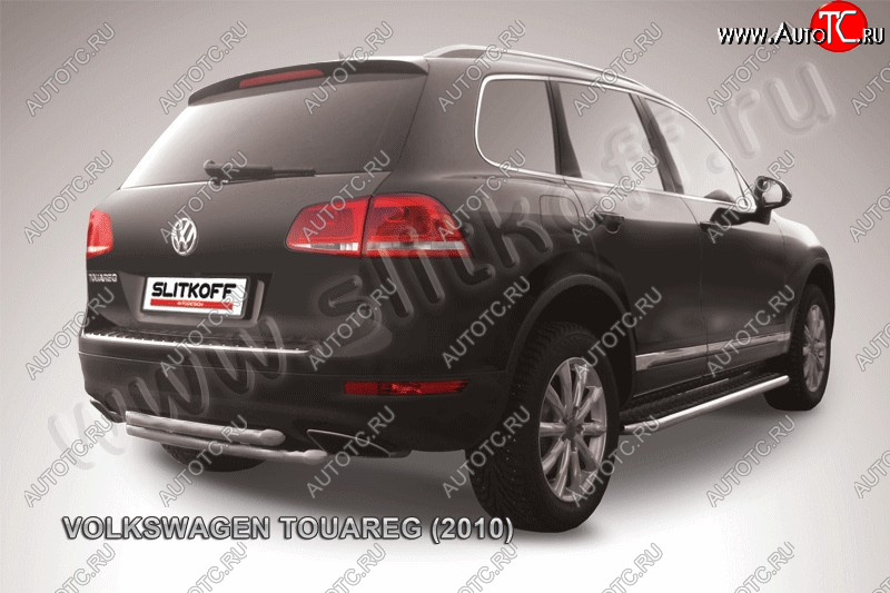 6 899 р. Защита задняя Slitkoff  Volkswagen Touareg  NF (2010-2014) дорестайлинг (Цвет: серебристый)  с доставкой в г. Кемерово