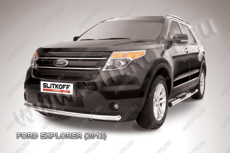 9 499 р. Защита переднего бампера d57 Slitkoff  Ford Explorer  U502 (2010-2016) дорестайлинг (Цвет: серебристый)  с доставкой в г. Кемерово