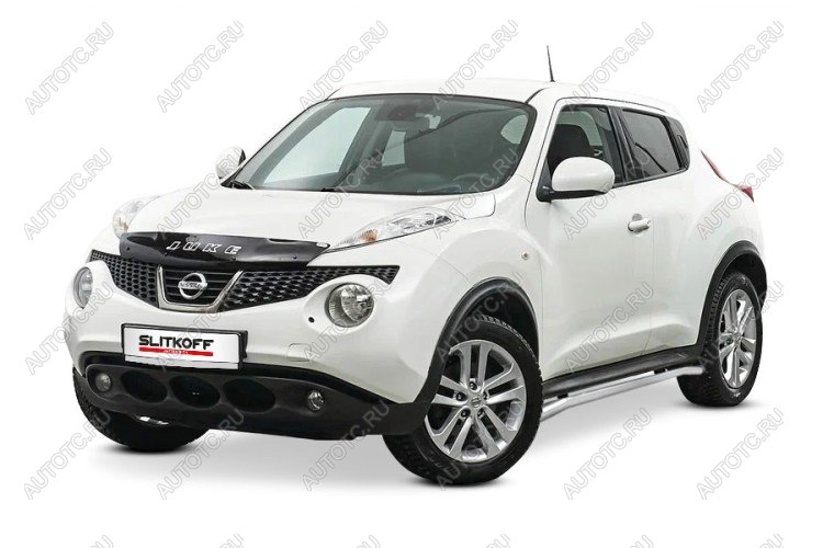 10 349 р. Защита порогов d42 с гибами Slitkoff Nissan Juke 1 YF15 дорестайлинг (2010-2014) (сталь с полимерным покрытием, цвет серебро)  с доставкой в г. Кемерово
