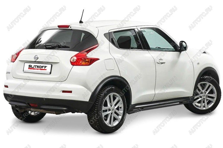 10 349 р. Защита порогов d42 с гибами Slitkoff  Nissan Juke  1 YF15 (2010-2014) дорестайлинг (сталь с полимерным покрытием, цвет черныйчёрный)  с доставкой в г. Кемерово