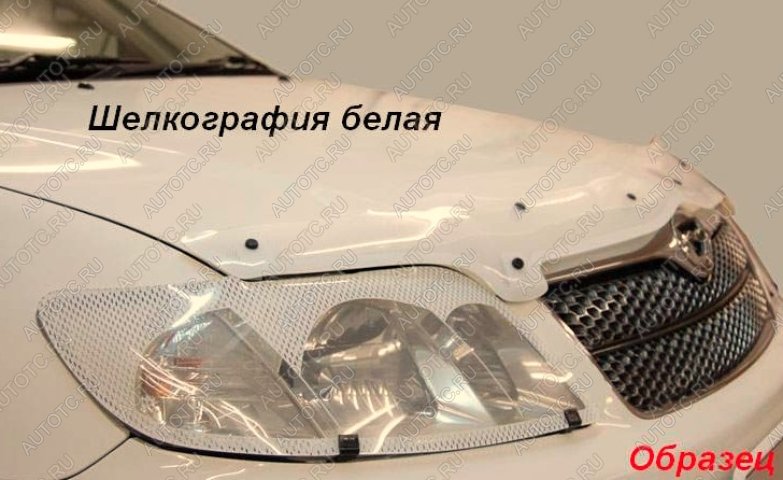 2 299 р. Дефлектор капота CA-Plastiс  Mitsubishi Lancer  9 CS (2005-2009) седан 2-ой рестайлинг, универсал 2-ой рестайлинг (серия Шелкография белая)  с доставкой в г. Кемерово