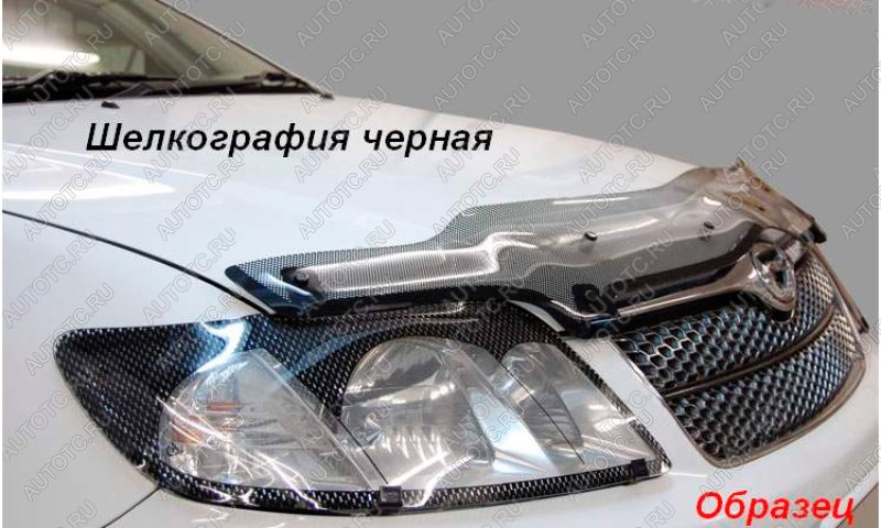 2 159 р. Дефлектор капота CA-Plastiс  Mitsubishi Lancer  10 CY (2007-2010) седан дорестайлинг, хэтчбэк дорестайлинг (серия Шелкография черная)  с доставкой в г. Кемерово