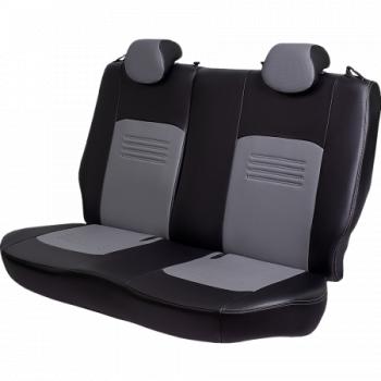 9 449 р. Чехлы для сидений Lord Autofashion Турин (экокожа, сплошная спинка, 2 П-образных подголовника) Renault Sandero (BS) (2009-2014) (Черный, вставка серая)  с доставкой в г. Кемерово. Увеличить фотографию 4