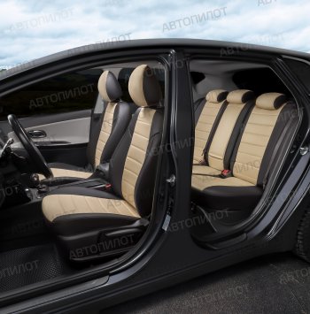 8 249 р. Чехлы сидений (экокожа/алькантара, 40/60) Автопилот Audi Q3 8U дорестайлинг (2011-2015) (черный/бежевый)  с доставкой в г. Кемерово. Увеличить фотографию 7
