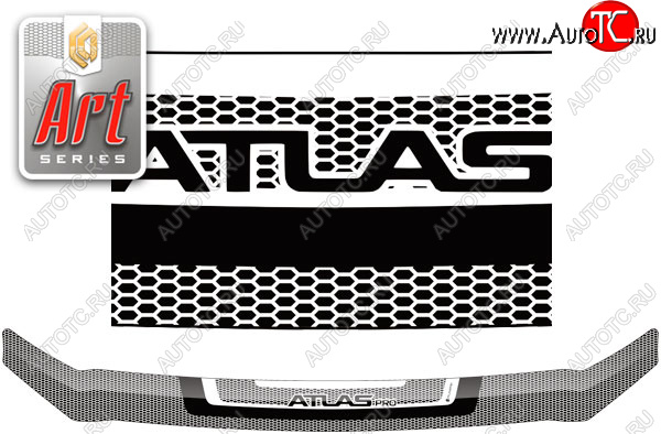 2 399 р. Дефлектор капота CA-Plastic  Geely Atlas Pro  NL3 (2019-2025) (серия Art белая)  с доставкой в г. Кемерово