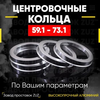 Алюминиевое центровочное кольцо (4 шт) ЗУЗ 59.1 x 73.1 Nissan Almera N15 хэтчбэк 5 дв. дорестайлинг (1995-1998) 