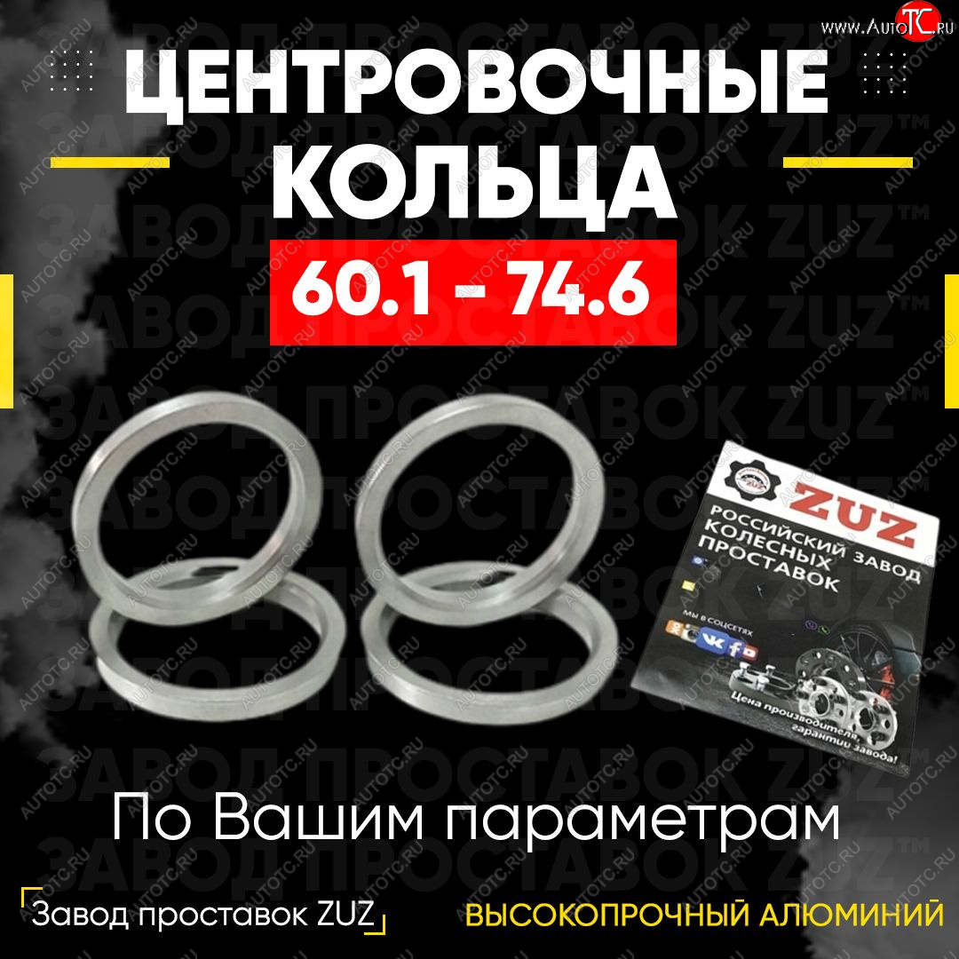 1 849 р. Алюминиевое центровочное кольцо (4 шт) ЗУЗ 60.1 x 74.6    с доставкой в г. Кемерово