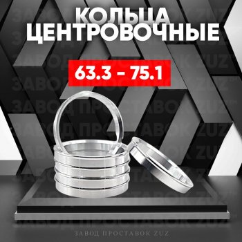 Алюминиевое центровочное кольцо (4 шт) ЗУЗ 63.3 x 75.1 Ford Focus 2 универсал рестайлинг (2007-2011) 