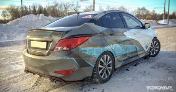 1 799 р. Диффузор заднего бампера TopKontur Design Hyundai Solaris RBr седан рестайлинг (2014-2017) (Неокрашенный)  с доставкой в г. Кемерово. Увеличить фотографию 2