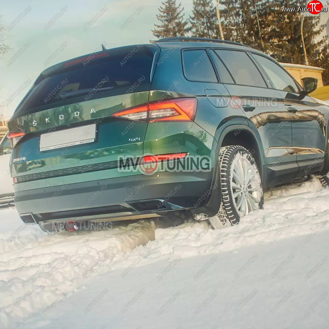 5 399 р. Имитация насадок глушителя MV-Tuning  Skoda Kodiaq  NU7 (2017-2021) дорестайлинг (SILVER (серебро))  с доставкой в г. Кемерово