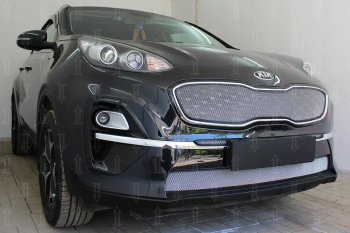 6 399 р. Защитная сетка в бампер (верх, ячейка 4х10 мм) Alfeco Премиум  KIA Sportage  4 QL (2018-2022) рестайлинг (Хром)  с доставкой в г. Кемерово. Увеличить фотографию 3