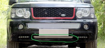 4 649 р. Защитная сетка в бампер (низ, ячейка 4х10 мм) Alfeco Премиум  Land Rover Range Rover Sport  1 L320 (2005-2009) дорестайлинг (Хром)  с доставкой в г. Кемерово. Увеличить фотографию 2
