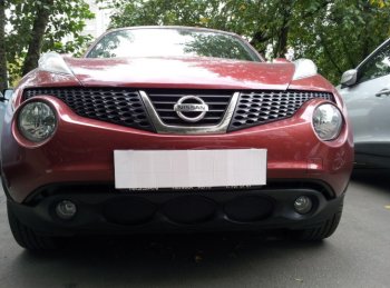 Защитная сетка в бампер (низ, ячейка 3х7 мм) Стрелка11 Стандарт Nissan Juke 1 YF15 дорестайлинг (2010-2014) ()