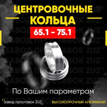 Алюминиевое центровочное кольцо (4 шт) ЗУЗ 65.1 x 75.1 Peugeot 207 WC хэтчбэк 5 дв. дорестайлинг (2006-2009) 