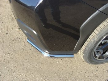 Защита заднего бампера (уголки овальные длинные, d75х42 мм) TCC Subaru Forester  SJ (2016-2019) рестайлинг