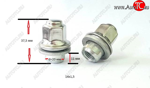 429 р. Колесная гайка (прессшайба, с нерж. колпачком, 37.5 мм) Вектор M14x1.5    с доставкой в г. Кемерово