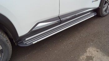 Пороги алюминиевые Slim Line ТСС Тюнинг Nissan X-trail  4 T33 (2021-2025) дорестайлинг (Silver)
