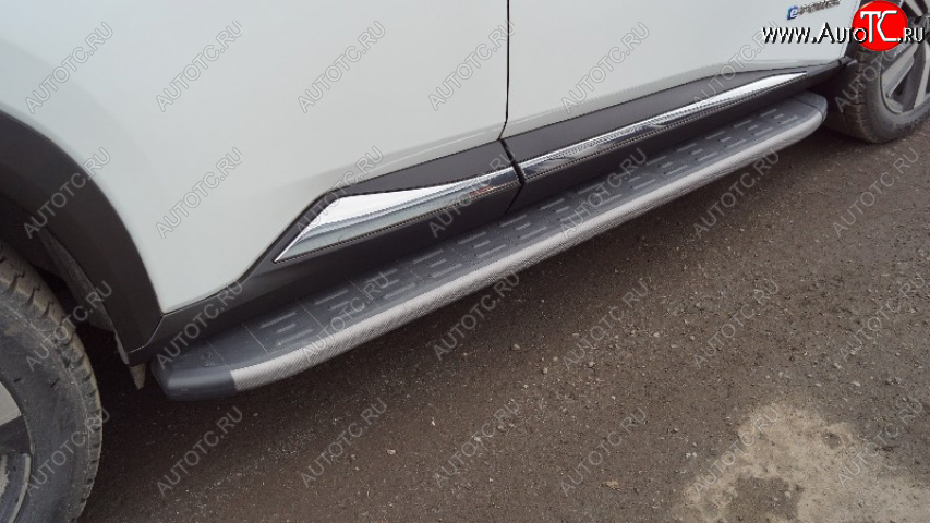 22 999 р. Пороги алюминиевые с пластиковой накладкой ТСС Тюнинг  Nissan X-trail  4 T33 (2021-2025) дорестайлинг (карбон серые)  с доставкой в г. Кемерово