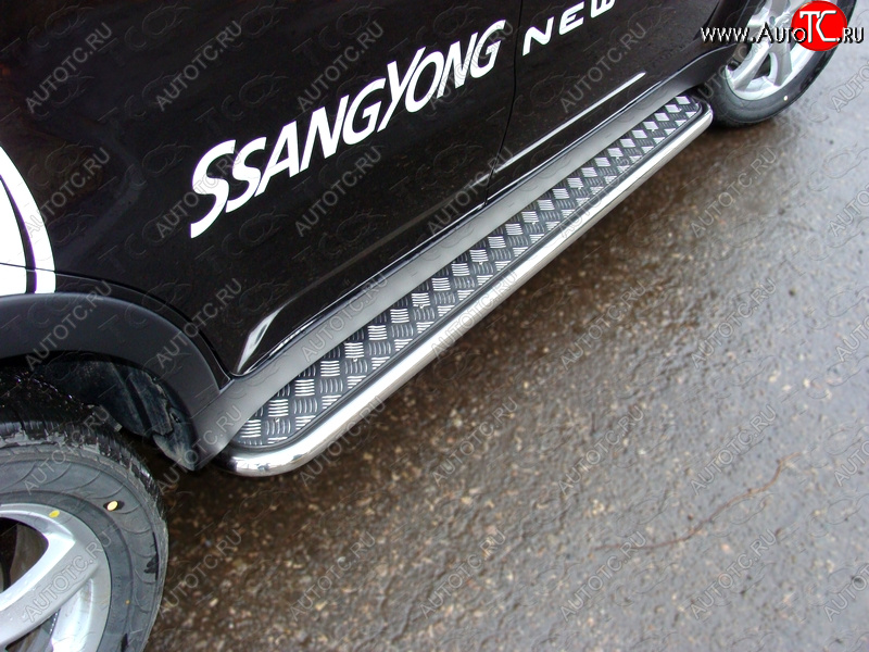 27 849 р. Пороги с площадкой 42,4 мм ТСС Тюнинг SSANGYONG Actyon рестайлинг (2013-2021) (серые)  с доставкой в г. Кемерово