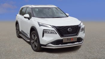 20 799 р. Защита переднего бампера нижняя 42,4 мм ТСС Тюнинг  Nissan X-trail  4 T33 (2021-2025) дорестайлинг (нержавейка)  с доставкой в г. Кемерово. Увеличить фотографию 1