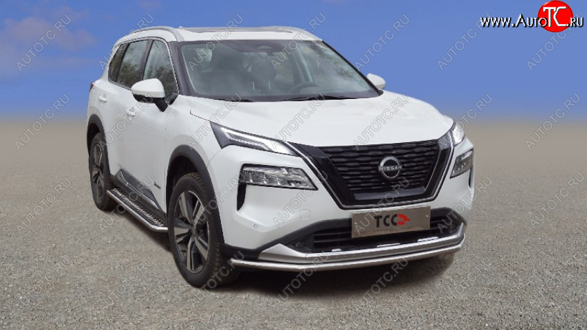 20 799 р. Защита переднего бампера нижняя 42,4 мм ТСС Тюнинг  Nissan X-trail  4 T33 (2021-2025) дорестайлинг (нержавейка)  с доставкой в г. Кемерово