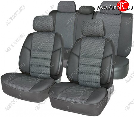 3 999 р. Комплект чехлов сидений (экокожа-жаккард) ПЕТРОВ А10  Skoda Octavia ( Tour A4 1U2,  Tour A4 1U5) (2000-2010) лифтбэк рестайлинг, универсал рестайлинг (темно-серый)  с доставкой в г. Кемерово