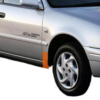 Левый ремонтный сапожок переднего крыла ПОРОГИ-АВТО Toyota Corolla  E110 (1991-2002) седан дорестайлинг, седан рестайлинг, универсал дорестайлинг, хэтчбек 5 дв. дорестайлинг, универсал рестайлинг, хэтчбек 5 дв. рестайлинг (холоднокатаная сталь 0,8мм)