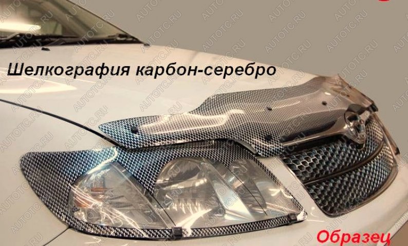 2 479 р. Защита фар CA-Plastic  Toyota Corolla Runx  E120 (1999-2004) хэтчбэк 5 дв. дорестайлинг, хэтчбэк 5 дв. 1-ый рестайлинг (Шелкография карбон серебро)  с доставкой в г. Кемерово
