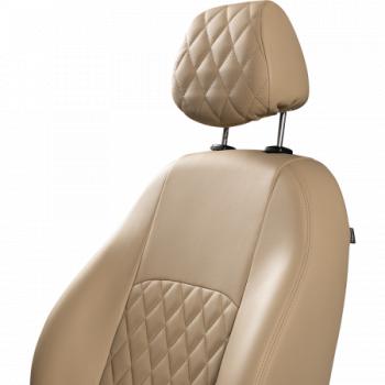 6 399 р. Комплект чехлов для сидений (ЦЗС Илана+Орегон) ТУРИН ст РОМБ Lord Autofashion Лада 2107 (1982-2012) (бежевый, вставка бежевая, строчка бежевая)  с доставкой в г. Кемерово. Увеличить фотографию 7