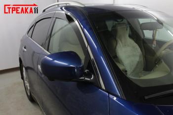 6 949 р. Дефлекторы окон 2D с хром накладками Стрелка11  INFINITI QX70  S51 (2013-2020) (черные)  с доставкой в г. Кемерово. Увеличить фотографию 2