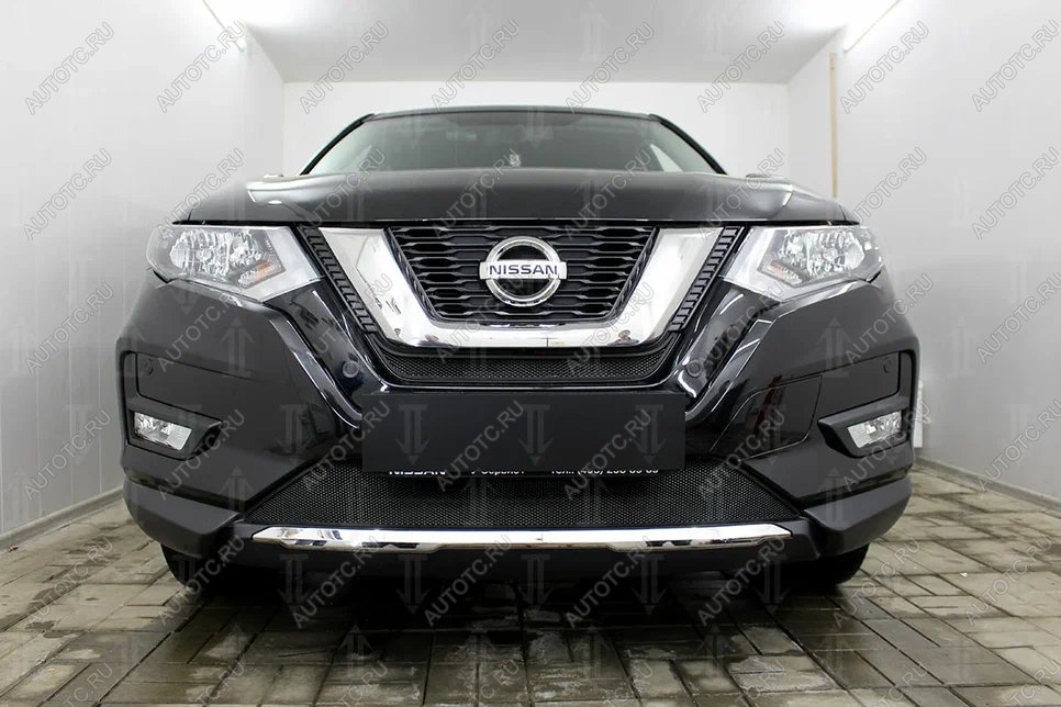 3 099 р. Защита радиатора (низ) Стрелка11 Стандарт Nissan X-trail 3 T32 рестайлинг (2017-2022) (черная)  с доставкой в г. Кемерово