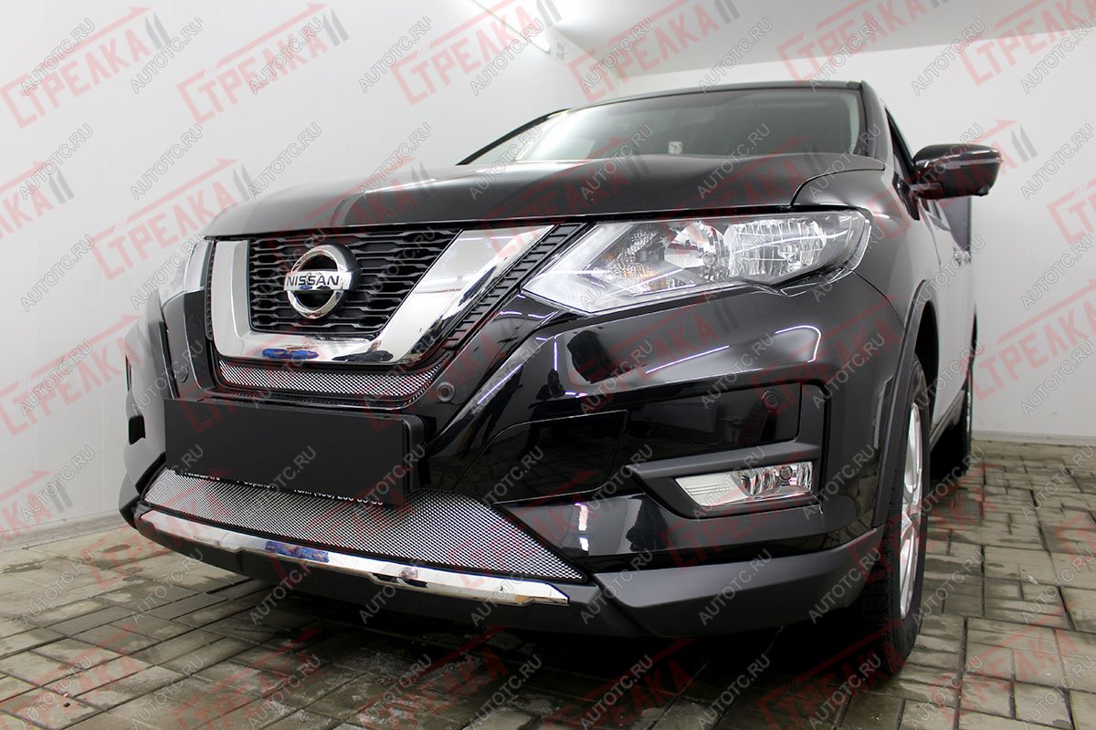 3 079 р. Защита радиатора (середина) Стрелка11 Стандарт  Nissan X-trail  3 T32 (2017-2022) рестайлинг (хром)  с доставкой в г. Кемерово