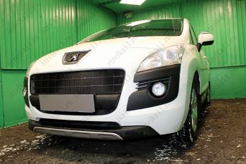 Защита радиатора (верх) Стрелка11 Стандарт Peugeot 3008 (2009-2013) дорестайлинг (черная)