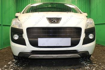 2 349 р. Защита радиатора (середина) Стрелка11 Стандарт Peugeot 3008 дорестайлинг (2009-2013) (черная)  с доставкой в г. Кемерово. Увеличить фотографию 2