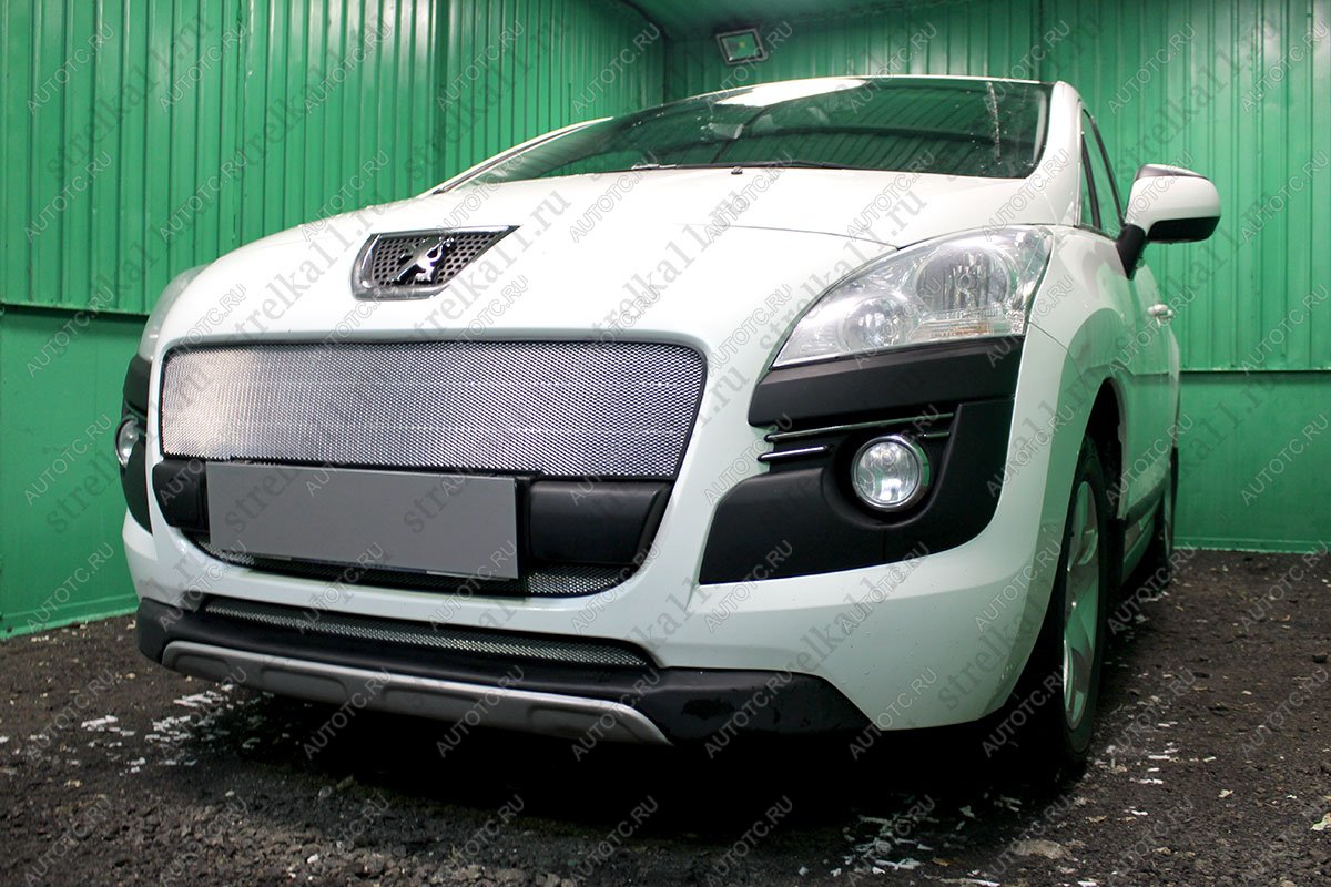 3 149 р. Защита радиатора (верх) Стрелка11 Стандарт  Peugeot 3008 (2009-2013) дорестайлинг (хром)  с доставкой в г. Кемерово