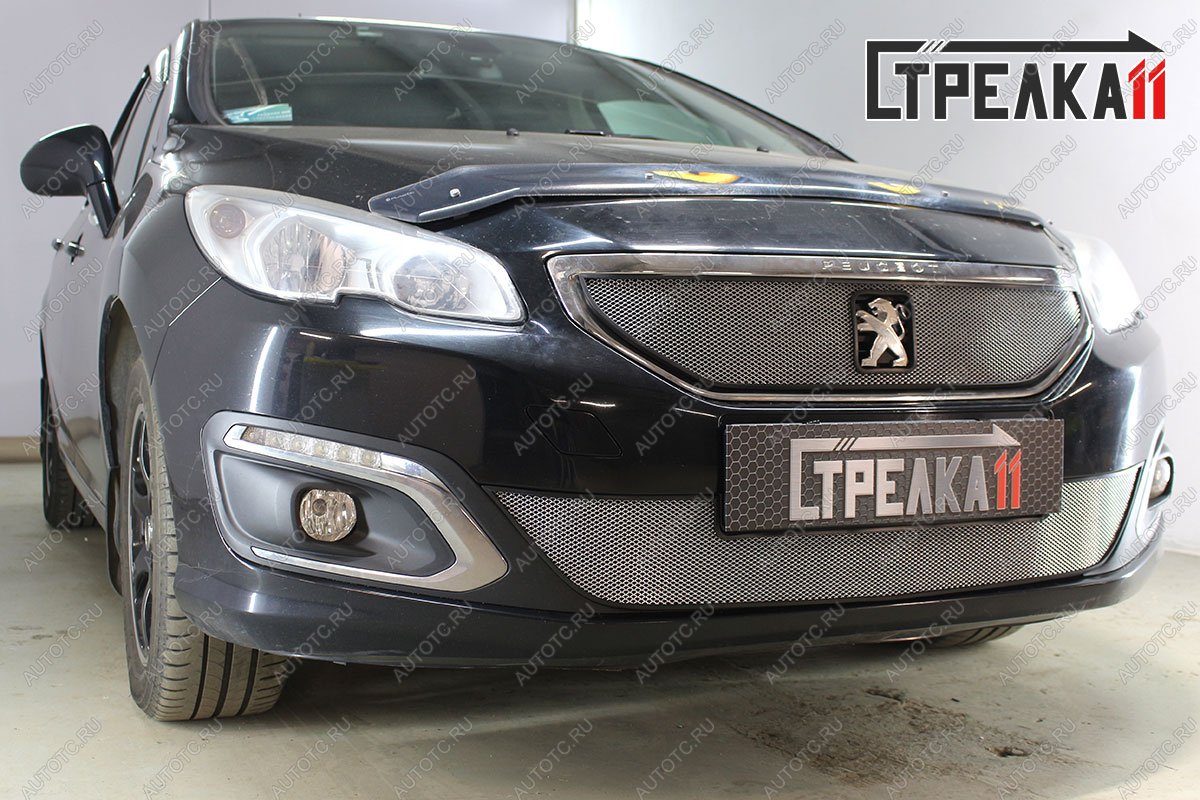 4 239 р. Защита радиатора (низ) Стрелка11 Стандарт  Peugeot 408 (2015-2022) рестайлинг (хром)  с доставкой в г. Кемерово