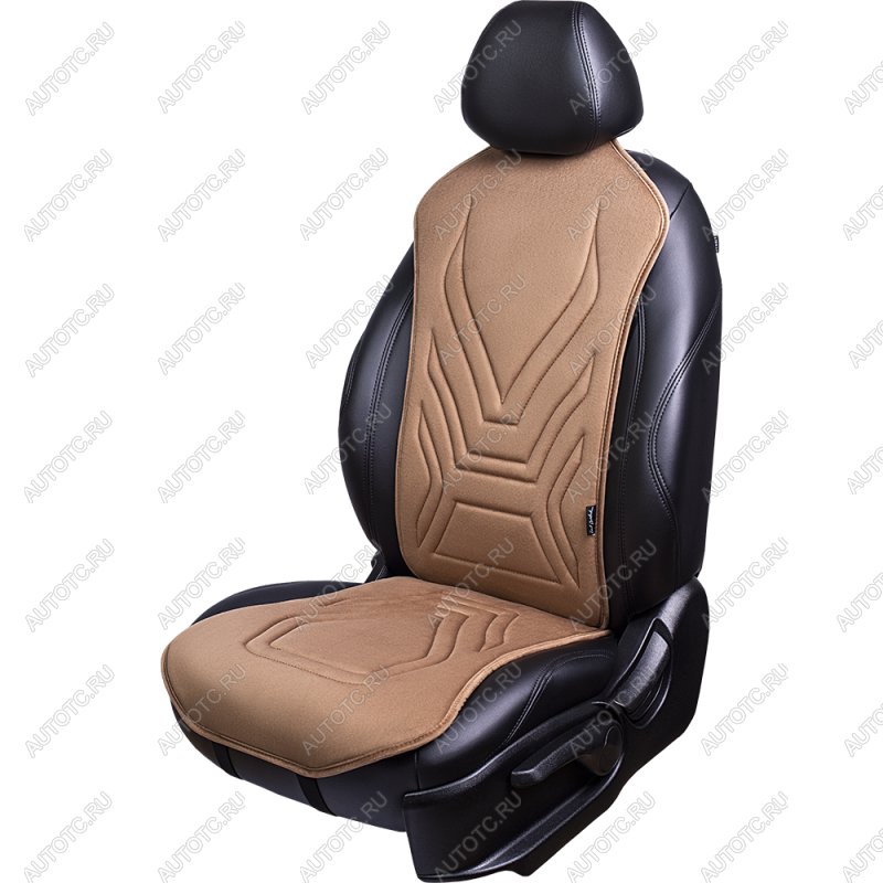 2 579 р. Накидка на сиденье (1 место Афины) ЛЮКС ст АЛЬБИОН Lord Autofashion   (бежевый, строчка коричневая)  с доставкой в г. Кемерово