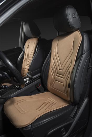 2 579 р. Накидка на сиденье (1 место Афины) ЛЮКС ст АЛЬБИОН Lord Autofashion   (бежевый, строчка коричневая)  с доставкой в г. Кемерово. Увеличить фотографию 4