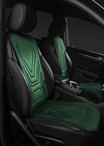 2 579 р. Накидка на сиденье (1 место Афины) ЛЮКС ст АЛЬБИОН Lord Autofashion   (зеленый, строчка темно-зеленая)  с доставкой в г. Кемерово. Увеличить фотографию 4