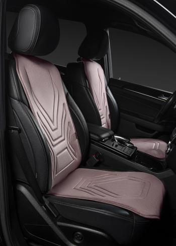 2 579 р. Накидка на сиденье (1 место Афины) ЛЮКС ст АЛЬБИОН Lord Autofashion   (розовый, строчка бежевая)  с доставкой в г. Кемерово. Увеличить фотографию 2