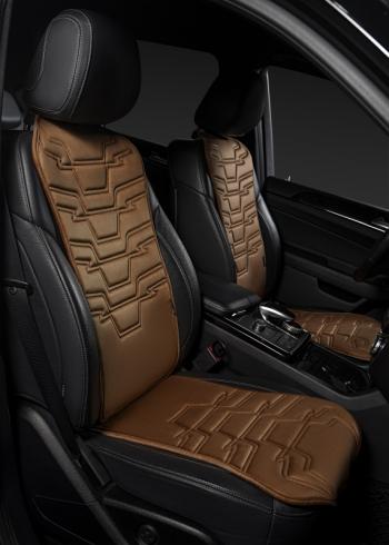 2 579 р. Накидка на сиденье (1 место Афины) ЛЮКС ст ФОРТ Lord Autofashion   (коричневый, строчка коричневая)  с доставкой в г. Кемерово. Увеличить фотографию 4