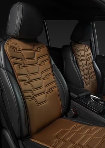 2 579 р. Накидка на сиденье (1 место Афины) ЛЮКС ст ФОРТ Lord Autofashion   (коричневый, строчка коричневая)  с доставкой в г. Кемерово. Увеличить фотографию 5