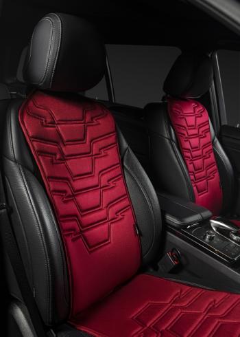 2 579 р. Накидка на сиденье (1 место Афины) ЛЮКС ст ФОРТ Lord Autofashion   (красный, строчка темно-красная)  с доставкой в г. Кемерово. Увеличить фотографию 4
