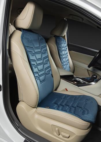 2 579 р. Накидка на сиденье (1 место Афины) ЛЮКС ст ФОРТ Lord Autofashion   (мурена, строчка серо-голубая)  с доставкой в г. Кемерово. Увеличить фотографию 2
