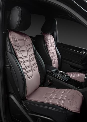 2 579 р. Накидка на сиденье (1 место Афины) ЛЮКС ст ФОРТ Lord Autofashion   (розовый, строчка бежевая)  с доставкой в г. Кемерово. Увеличить фотографию 3