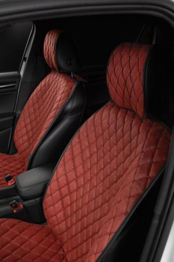 2 899 р. Накидка на сиденье (2 места Каир) ТЕЙЛОР ст БАЙРОН Lord Autofashion   (красный, строчка черная)  с доставкой в г. Кемерово. Увеличить фотографию 2