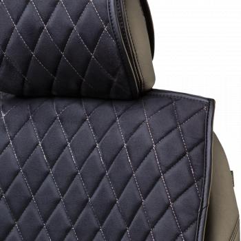 3 099 р. Накидка на сидение (2 места Софа) ТЕЙЛОР ст РОМБ Lord Autofashion   (черный, строчка бежевая)  с доставкой в г. Кемерово. Увеличить фотографию 2